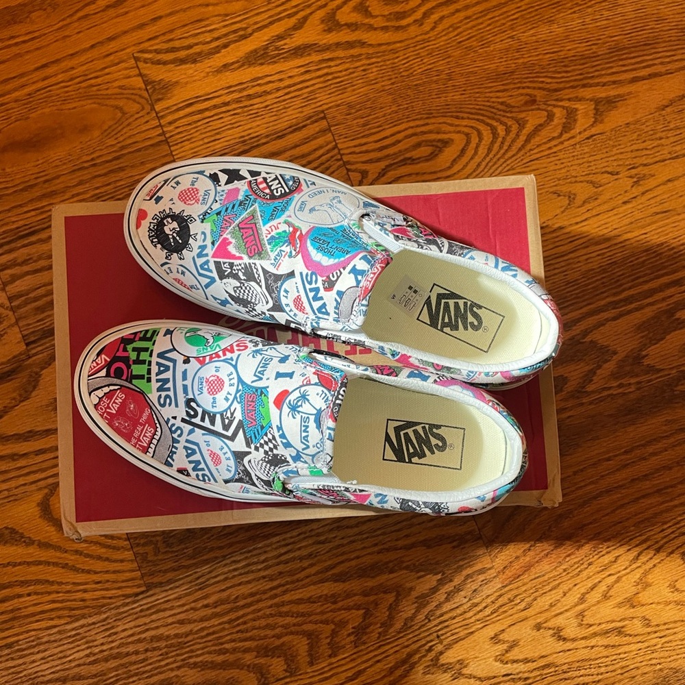 VANS Slip-On Mash-Up Stickers Skate Shoes, Women’s Size 8.5